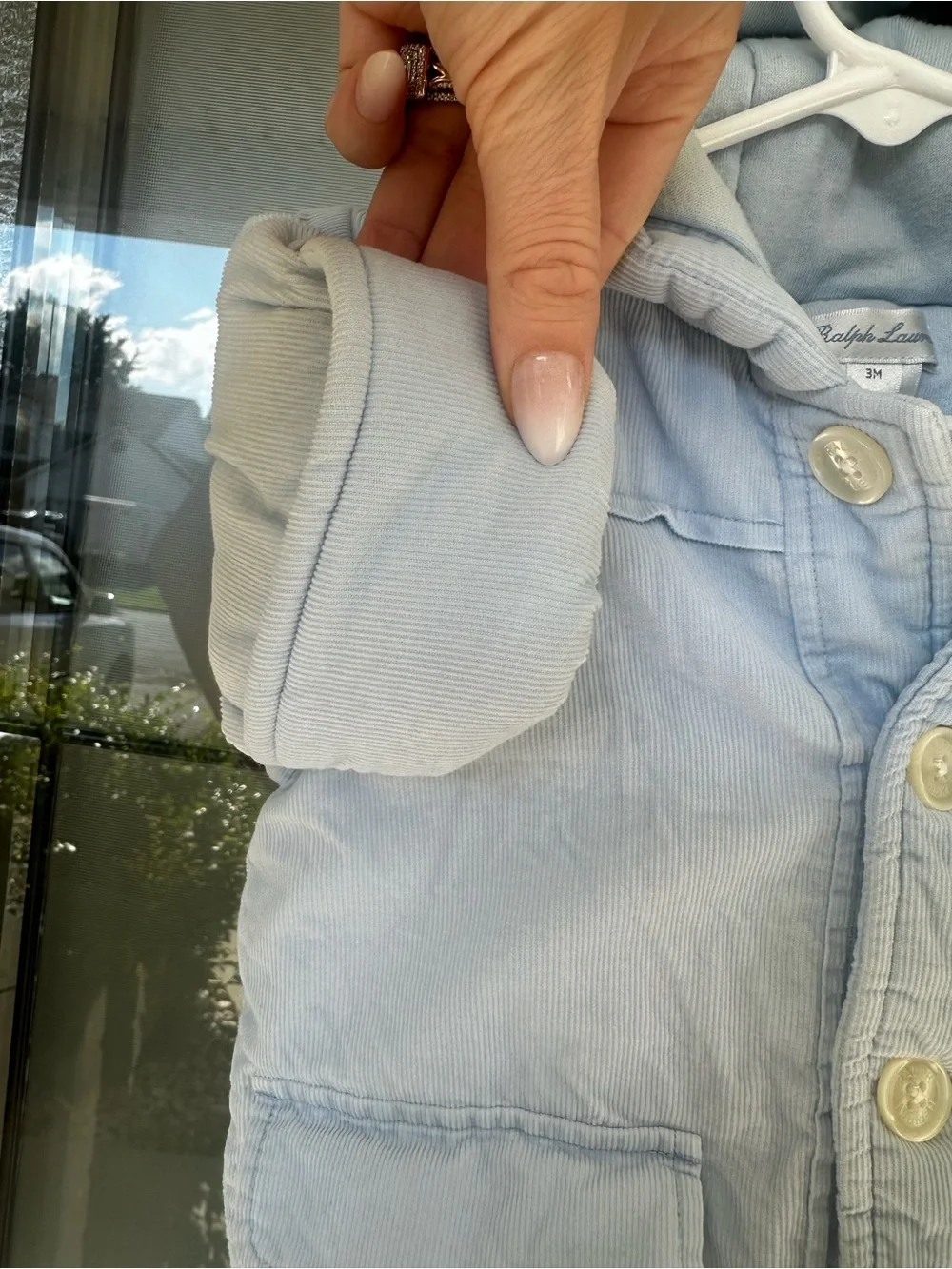 Ralph Lauren Light Blue Baby Snow Suit — Corduroy Fabric